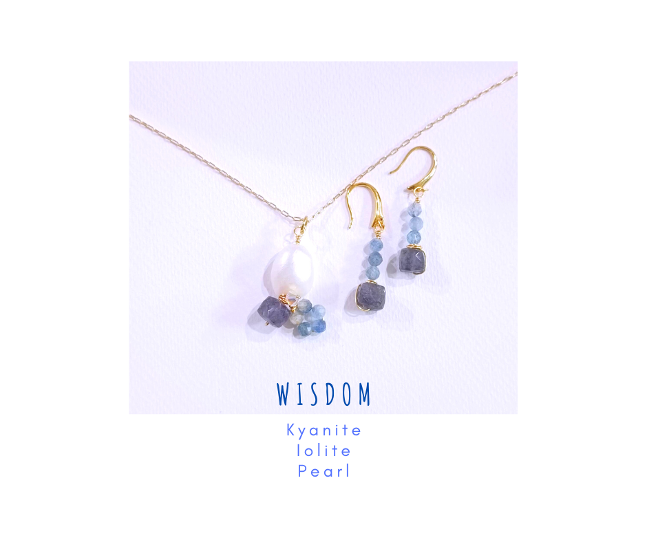 ชุดเครื่องประดับหินแท้ For Intuition & Communication Jewelry Set (Kyanite , Iolite, Pearl)