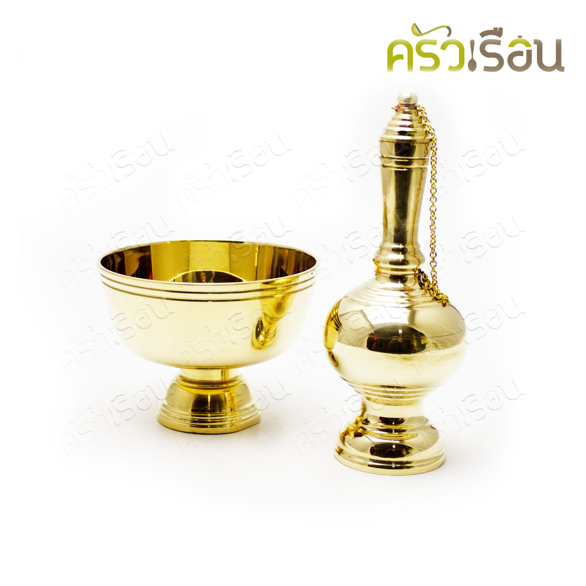 BRASS ชุดกรวดน้ำ ทองเหลือง ใหญ่ 10.5 ซม. (ขนาดถ้วยรอง) ที่กรวดน้ำ