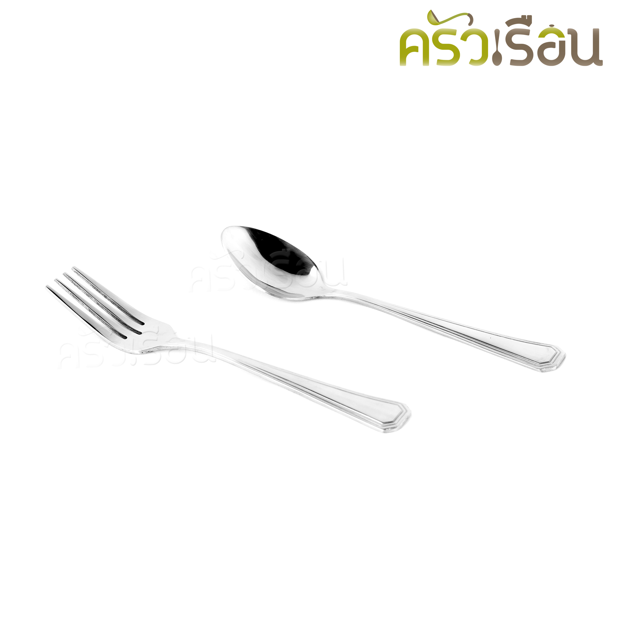 Double Apples ช้อนส้อม สเตนเลส ลายเพชร 16 ซม. 1 คู่