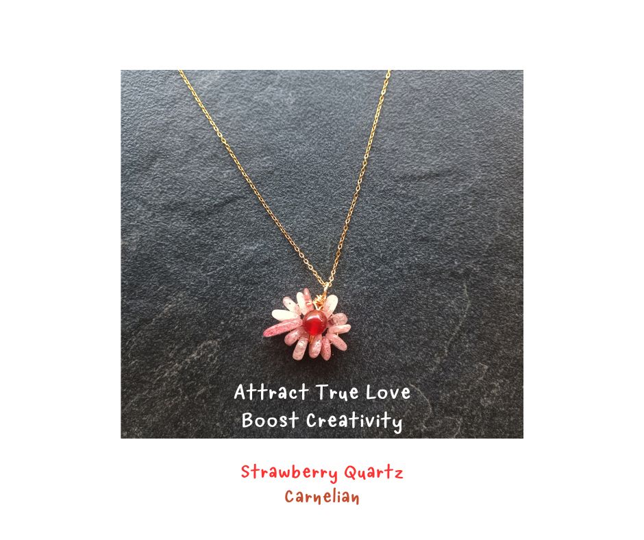 "Little Vivian" สร้อยพร้อมจี้หินแท้ Strawberry Quartz Necklace (เสริมคลื่นความรัก ดึงดูดรักแท้ ฟื้นฟูความสัมพันธ์ให้สดใส)