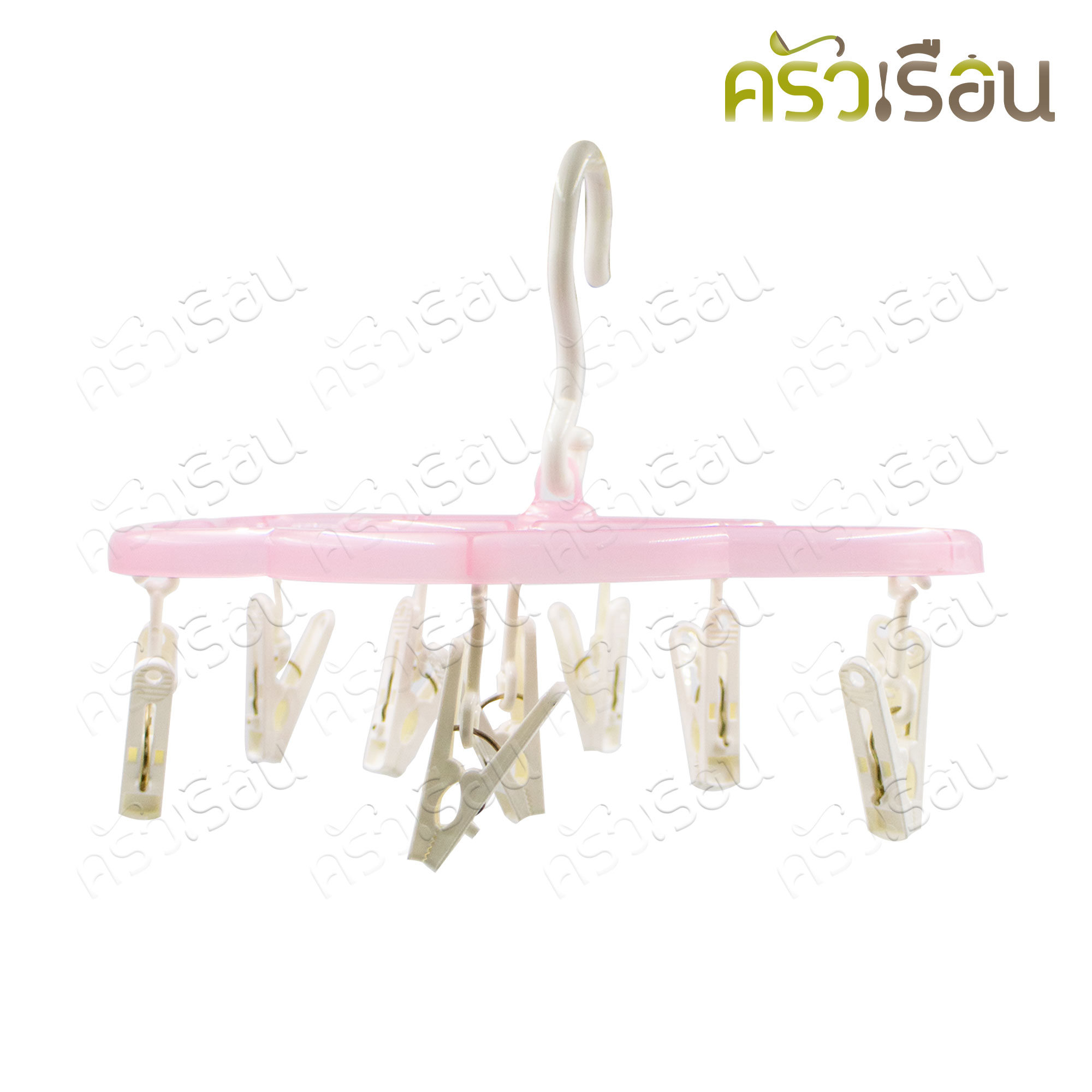 JCJ [สินค้าสต็อก คละสี] ห่วงตากผ้า พลาสติก กลม 1368 ขนาด 24.5 x 29.8 x 32 ซม.