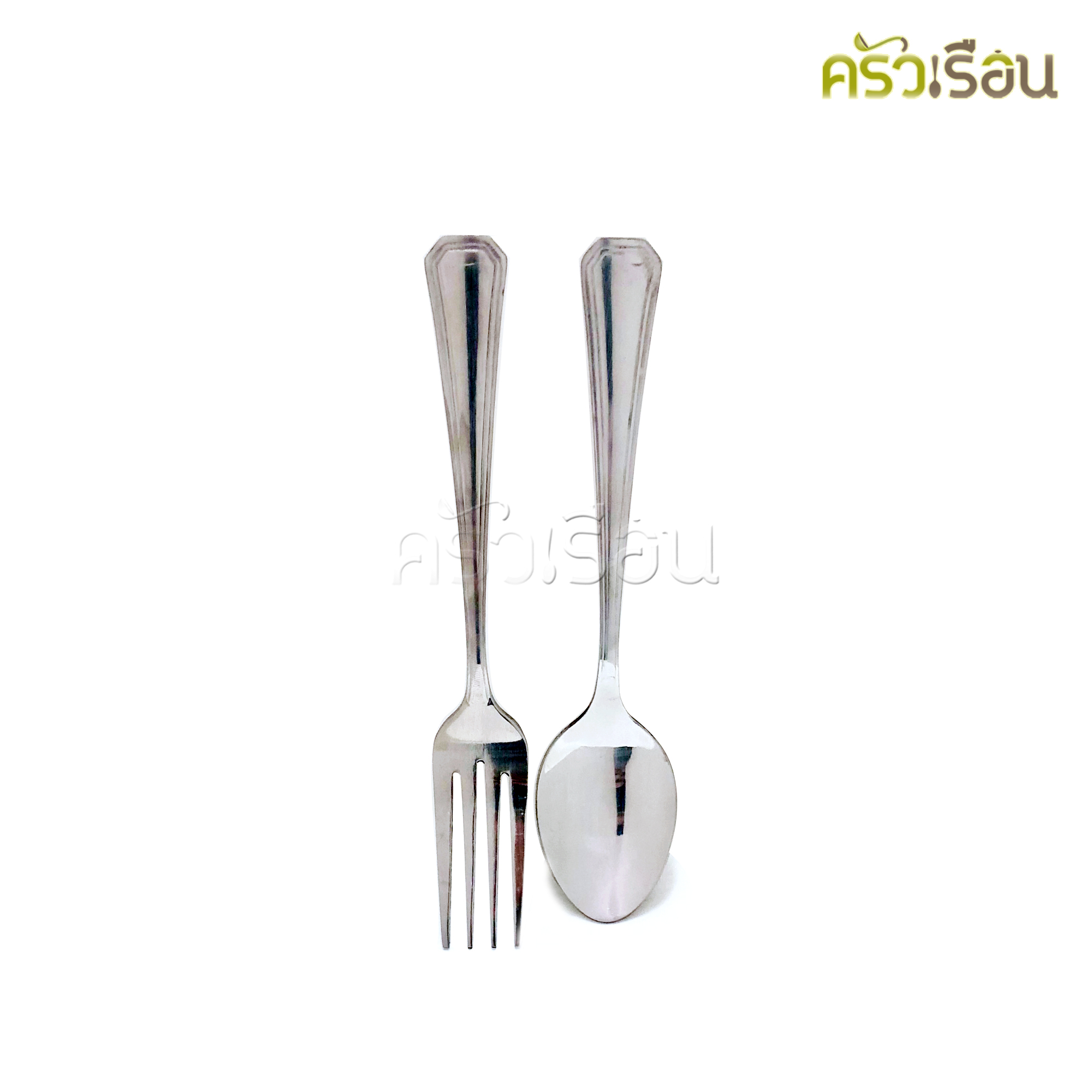 Double Apples ช้อนส้อม สเตนเลส ลายเพชร 16 ซม. 1 คู่