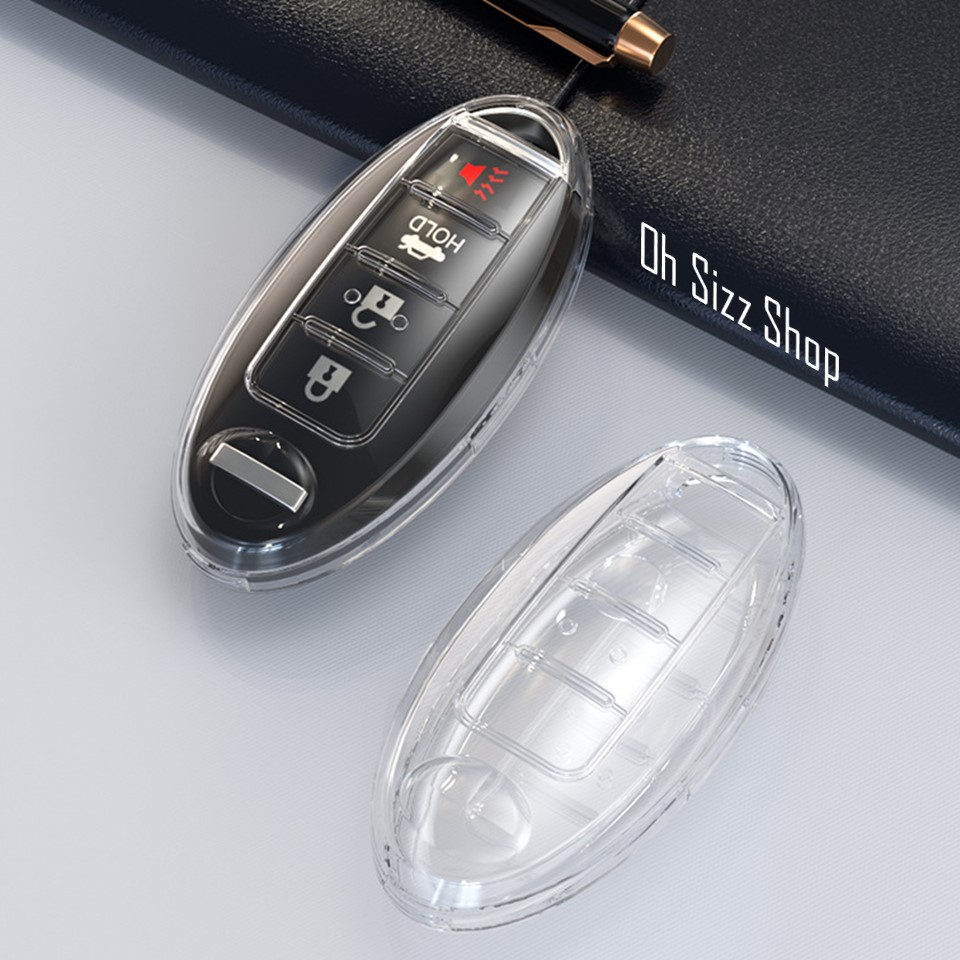 เคสใสซีทรู รีโมทรถ Nissan Smart Key ทรงรี แบบบางพิเศษเข้ารูป สวยงาม สัมผัสบางเบา ปกป้องรีโมท (2021 Ultra Thin See Through Transparent TPU Key Case) Key Sets March, X Trail,Navara,Juke,Almera,Note,Pulsar,Livina,Teana,Murano,Tida Smart Key 2 , 3 และ 4 ปุ่ม 