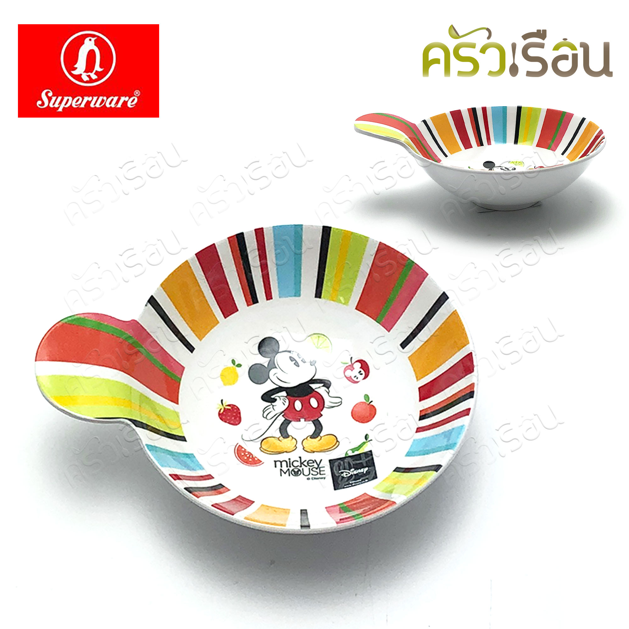 Superware ลาย Mickey Summer Fun มิกกี้ ซัมเมอร์ฟัน [ ราคาต่อชิ้น ] จาน หรือ ชาม หรือ ช้อนส้อม หรือ แก้วน้ำ เมลามีน