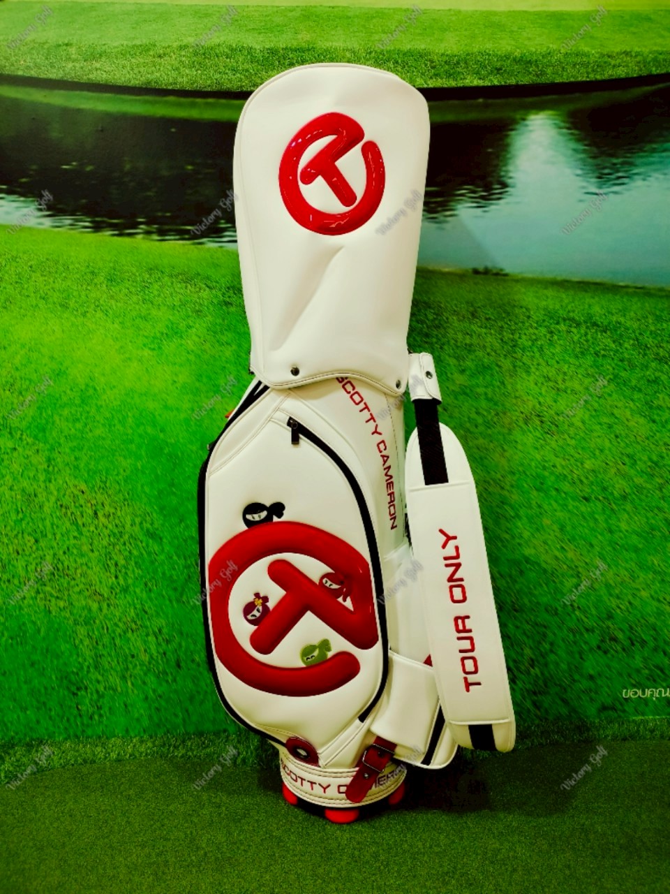 Golf Bag Scotty Cameron Tour ( PU Material ) 9.5” White-Red Color