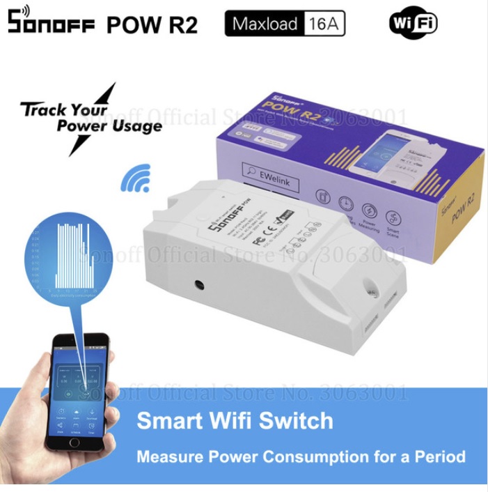Sonoff Pow R2 16A 3500W Wifi Smart Switch Higher Accuracy Power Consumption Measure Monitor Current Energy Usage Work With Alexa