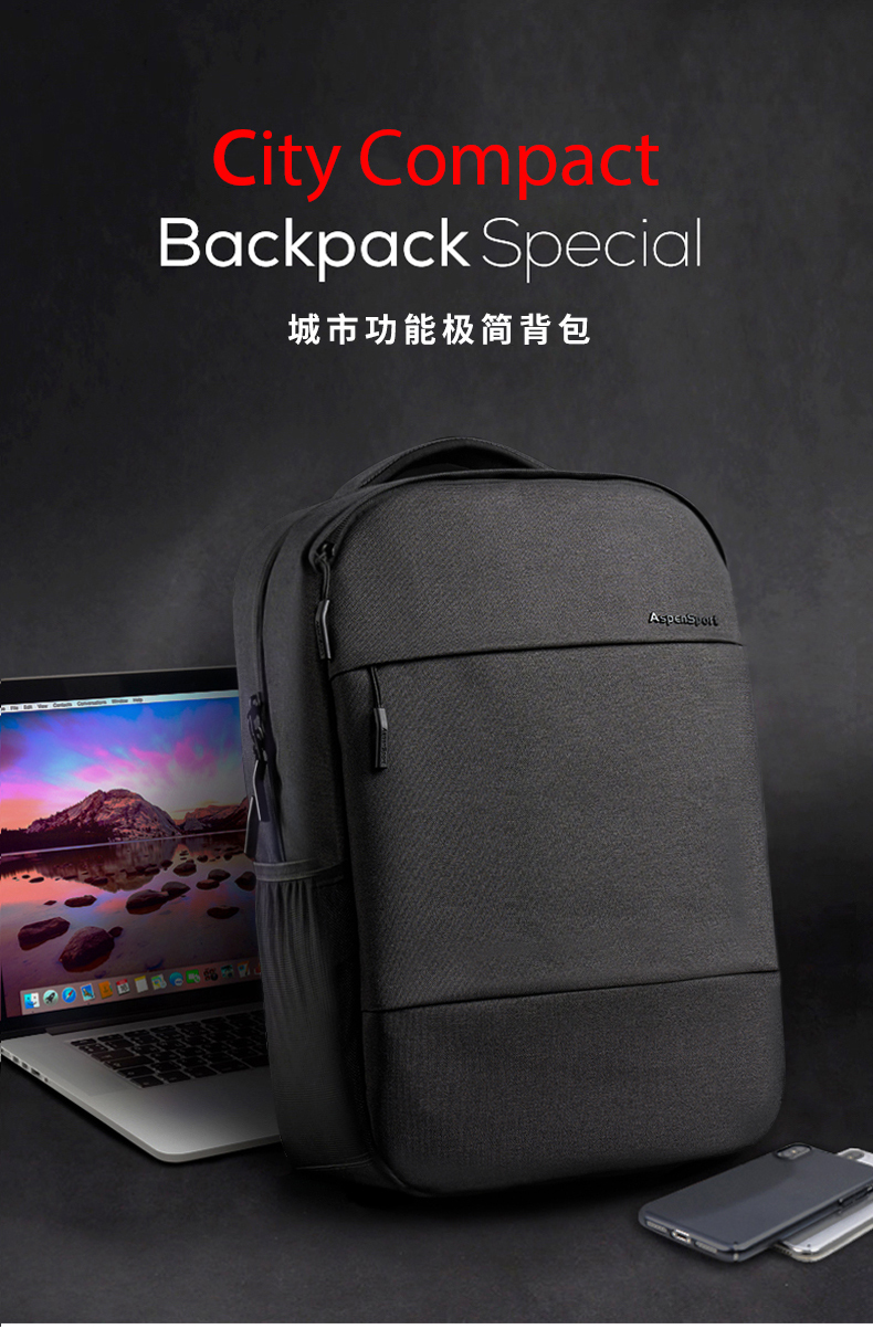 AspenSport Backpack Laptop กระเป๋าสะพายหลัง กระเป๋าโน๊ตบุ๊ค 14-16 นิ้ว กระเป๋าเดินทาง รุ่น AS-B99 ขนาด สีเทา