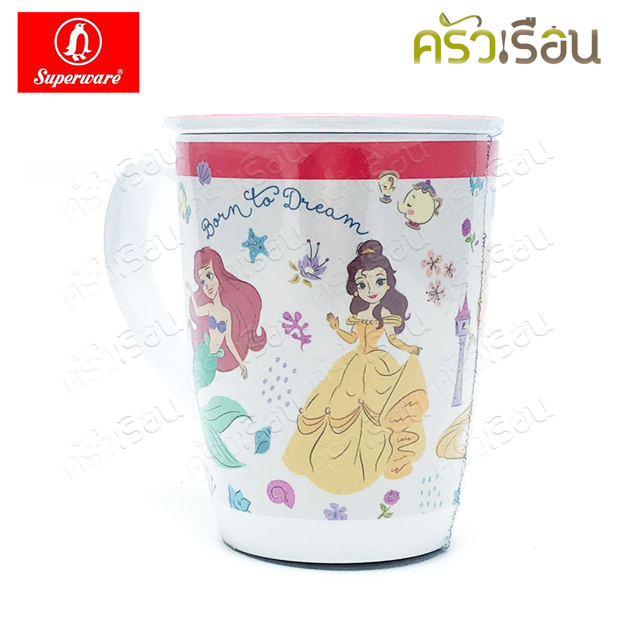 Superware ลาย Heart of Princess เจ้าหญิง Disney [ ราคาต่อชิ้น ] จาน หรือ ชาม หรือ ช้อนส้อม หรือ แก้วน้ำ เมลามีน