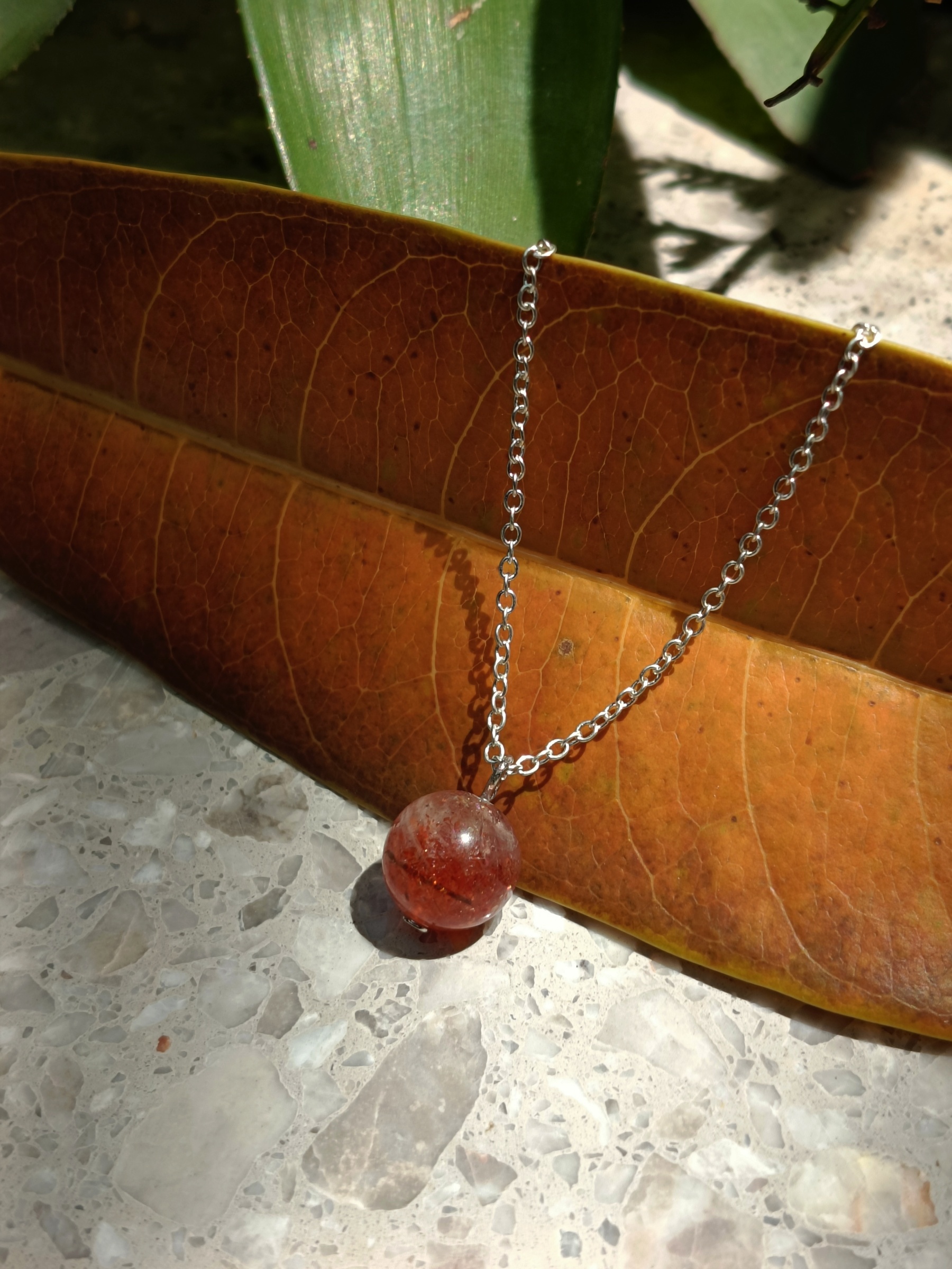 จี้หินแท้พร้อมสร้อย Brazilian Golden Sunstone Pendant Necklace (เสริมความมั่นใจ ปลุกไฟความเป็นผู้นำ)