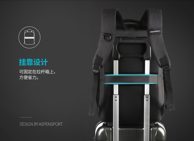 กระเป๋า Hi-End จาก AspenSport กระเป๋าเป้สะพายหลัง โน๊ตบุ๊ค รุ่น AS-B65 ใส่ laptop 13-16 นิ้ว สีเทา-ขาว