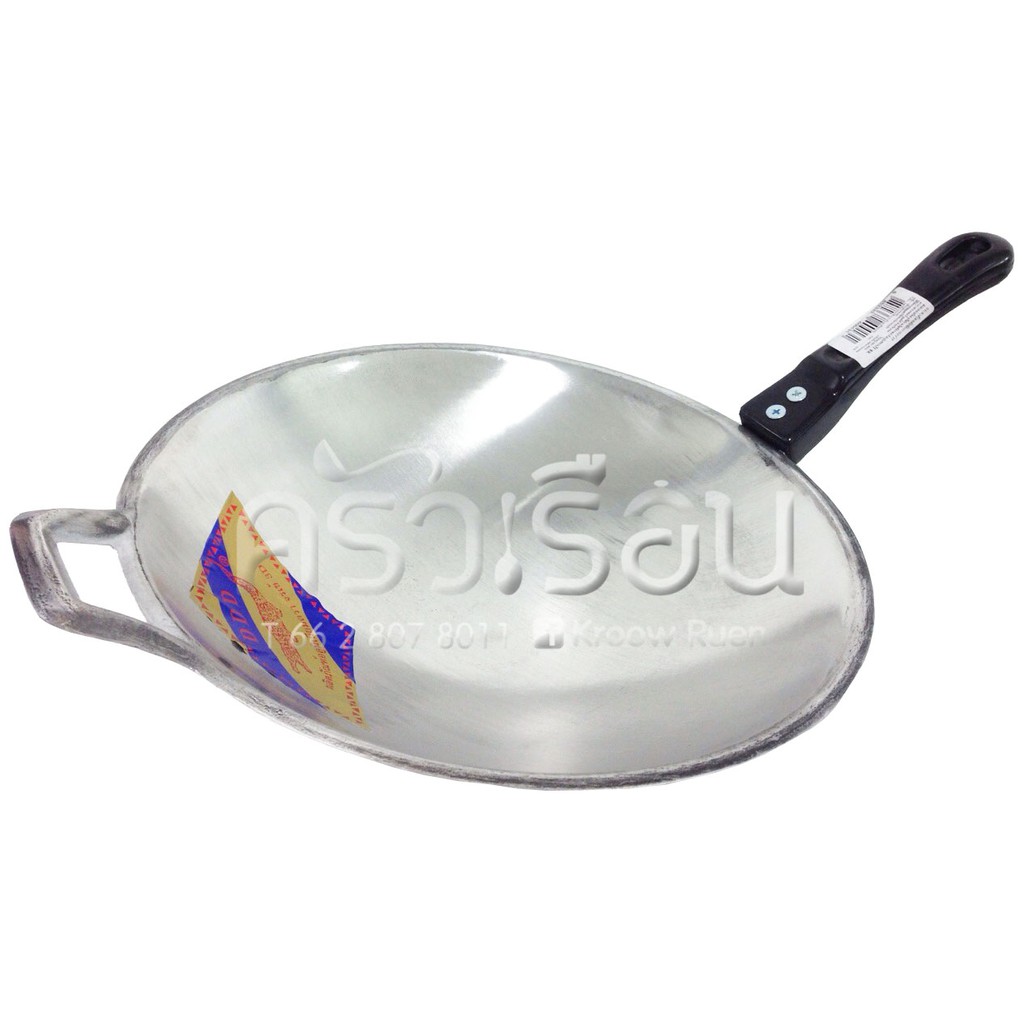 จรเข้ 3D - กระทะ อลูมิเนียมหล่อ ขัดเงา ด้ามดำ กระทะด้าม