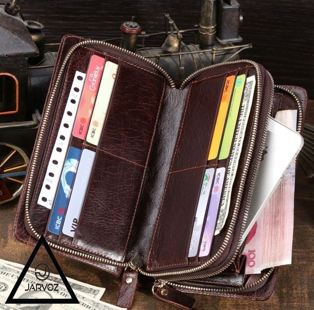 กระเป๋าสตางค์ แบนด์ Jarvoz รุ่น Wallet Richest หนังแท้เกรดพรีเมียม มีซิปคู่