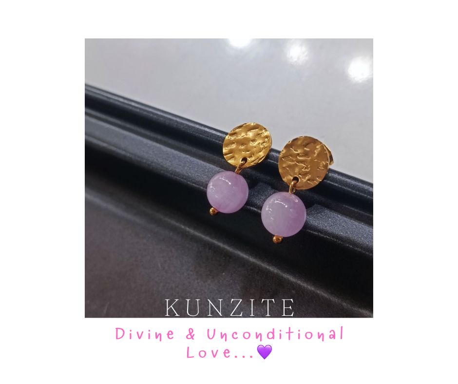 ต่างหูหินแท้ Kunzite Earrings (ดึงดูดรักแท้ ความสัมพันธ์ที่สวยงาม)