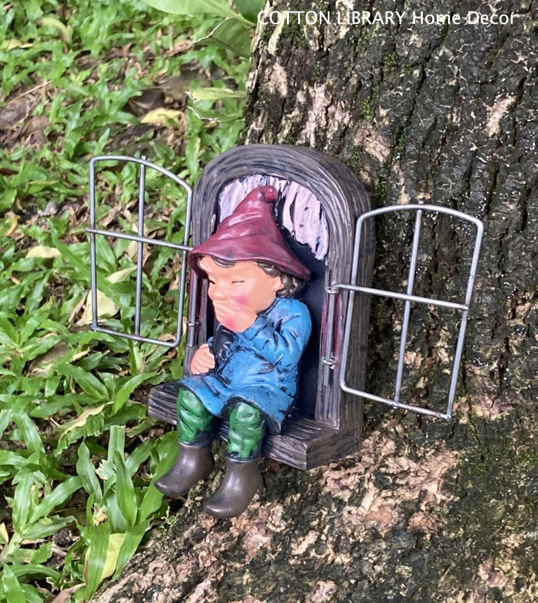 ตุ๊กตาแต่งสวน ตุ๊กตาติดต้นไม้ ลายเอลฟ์อาศัยในต้นไม้