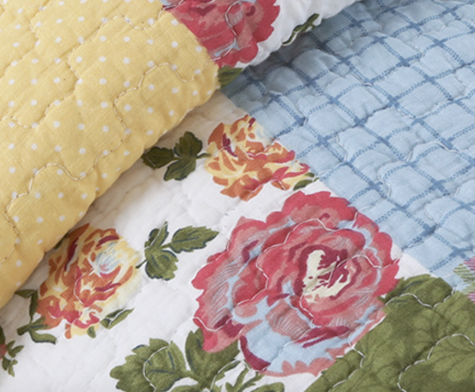 ชุดเครื่องนอนวินเทจ 3 ชิ้น งานควิลท์ สีสดใสน่ารัก