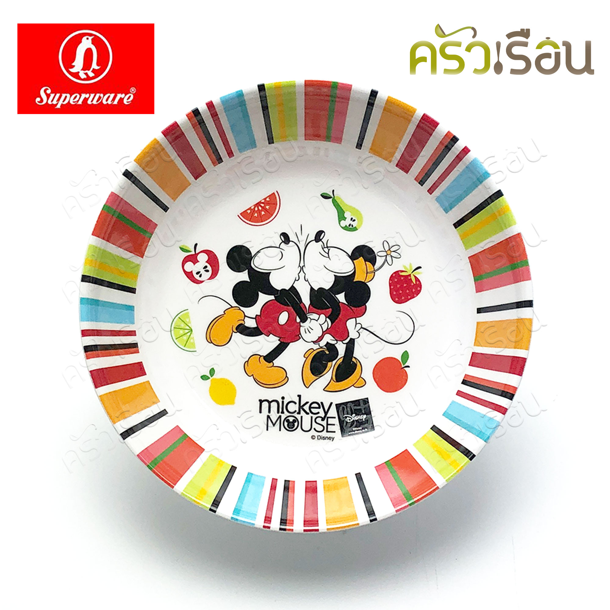 Superware ลาย Mickey Summer Fun มิกกี้ ซัมเมอร์ฟัน [ ราคาต่อชิ้น ] จาน หรือ ชาม หรือ ช้อนส้อม หรือ แก้วน้ำ เมลามีน