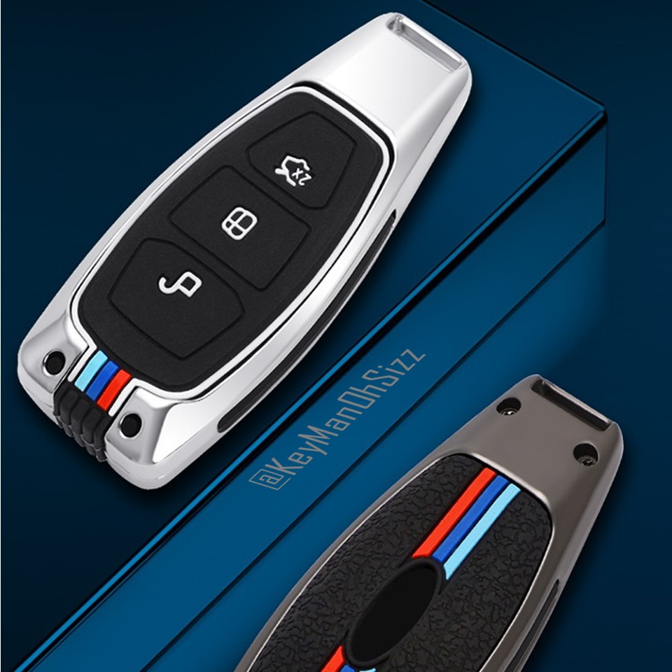 เคสโลหะรีโมทรถฟอร์ด Ford Ford Focus Full Package 2021 (Alloy Up Grade Luminescence 3D Silicone Push button Guard) Ford Key Case Ford Focus, Mondeo, Fiesta, Escort Smart Key และ Folding Key