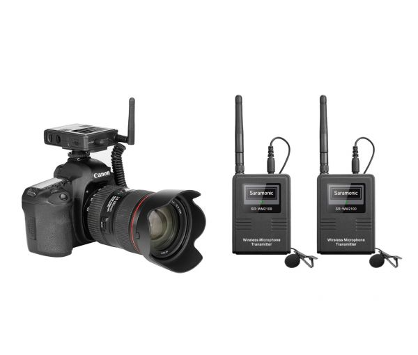 Saramonic SR-WM2100 ไมโครโฟนไร้สาย คลื่น 2.4 GHz (1ตัวรับ2ตัวส่ง)