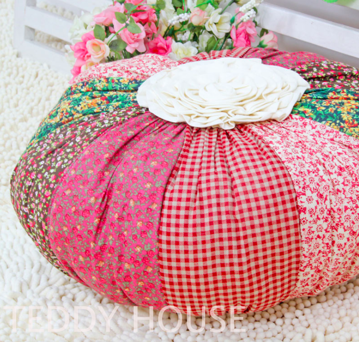 หมอนอิงวินเทจทรงฟักทอง ผ้าคอทตอนแท้จ้า