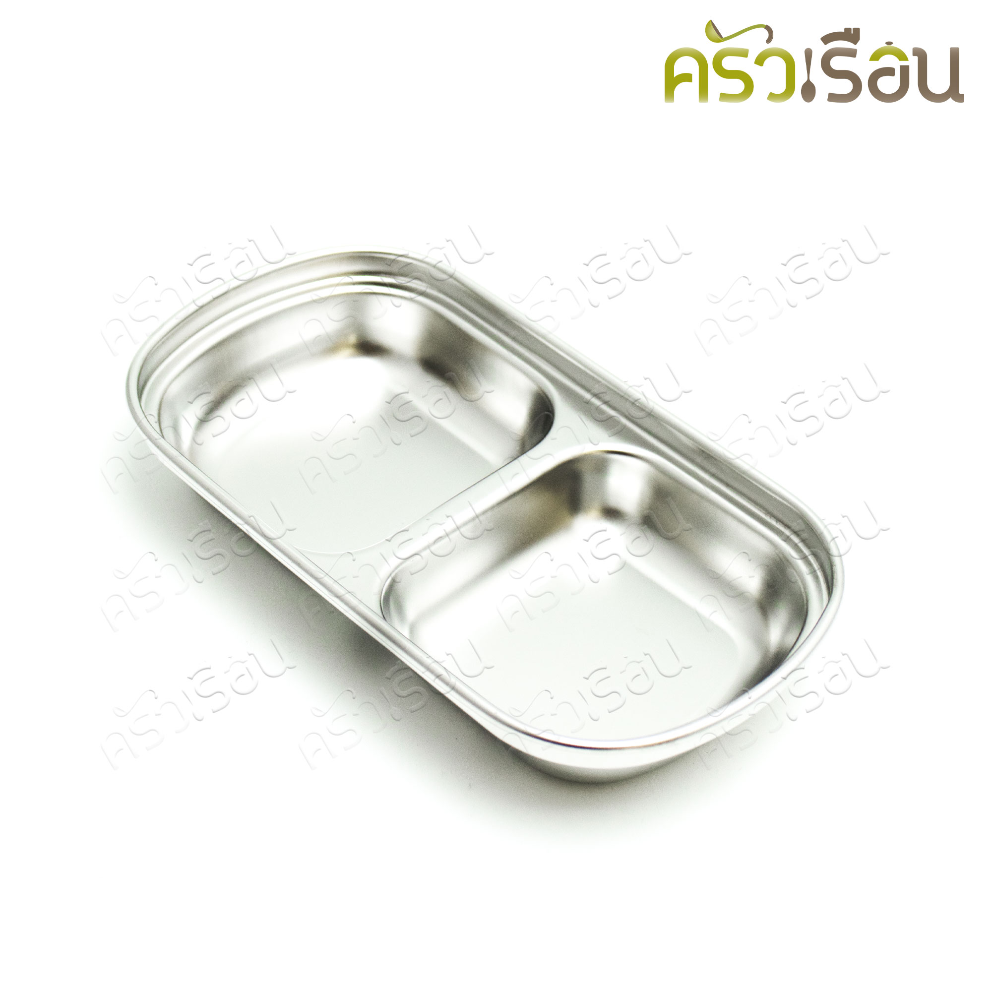 US ถ้วยน้ำจิ้ม 2 ช่อง สเตนเลส 8.5 x 15.3 x 2.5 ซม. LM-232 ถ้วยซอส ถ้วยน้ำจิ้มเกาหลี