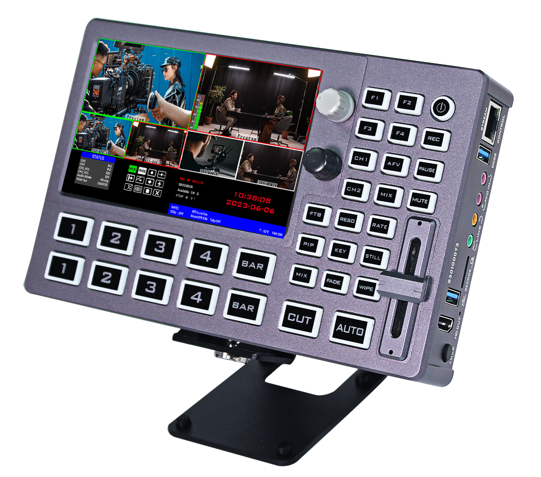 DeviceWell HDS8301: เครื่องสลับสัญญาณวิดีโอ 4 ช่อง All-in-One รองรับ 4K Input พร้อม Live Streaming, บันทึก และเอฟเฟกต์ 100+ รูปแบบ