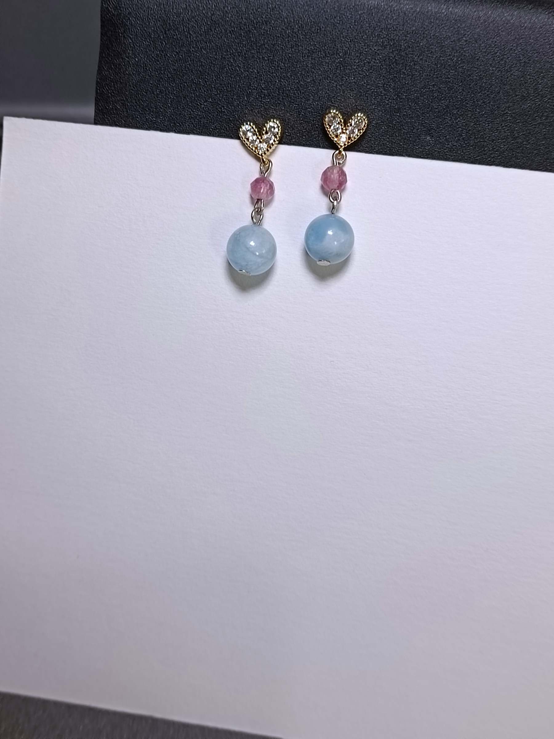 ต่างหูหินแท้ "14K" Aquamarine Earring (เสริมพลังการพูด)