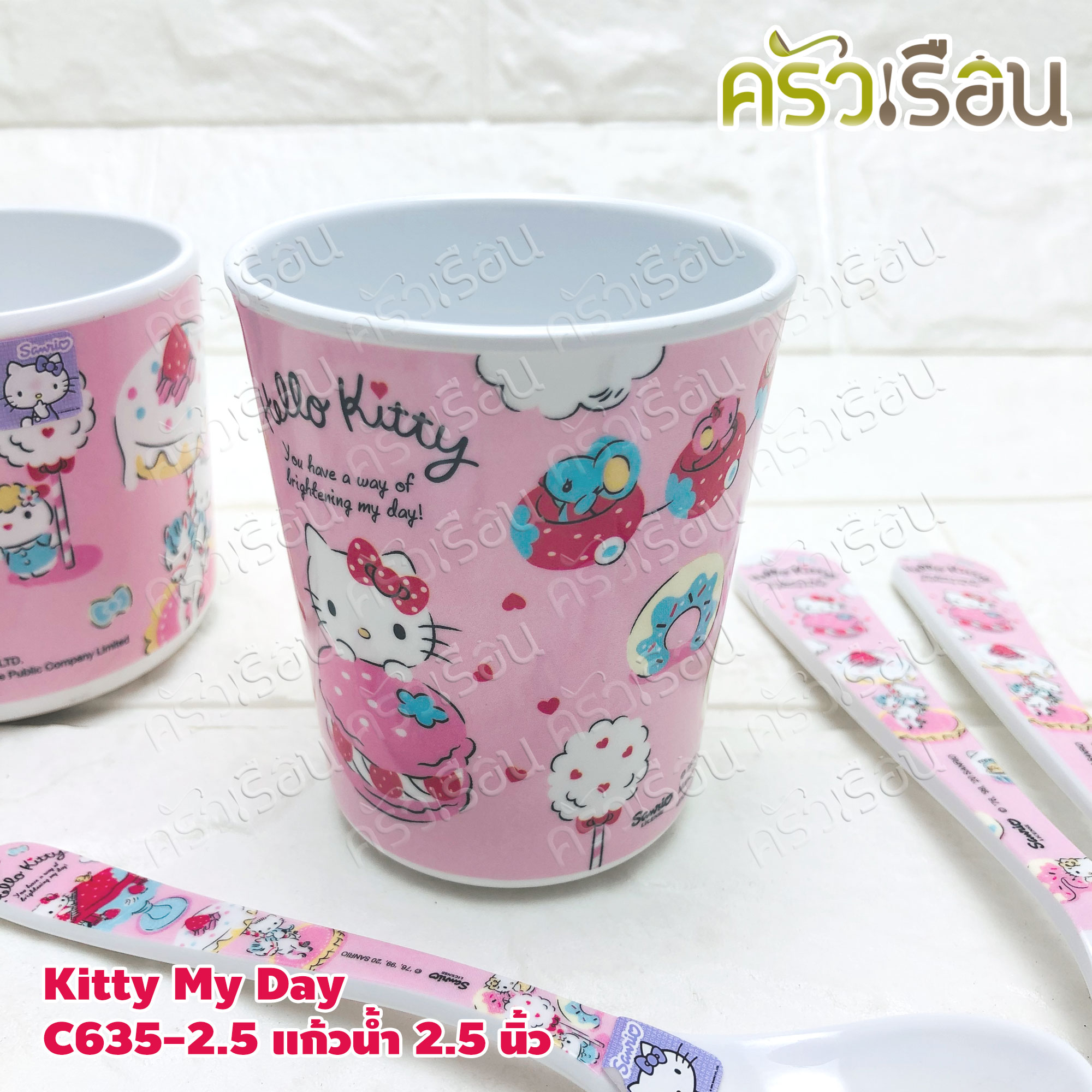 Superware ลาย Kitty My Day [ ราคาต่อชิ้น ] จาน หรือ ชาม หรือ ช้อนส้อม หรือ แก้วน้ำ เมลามีน