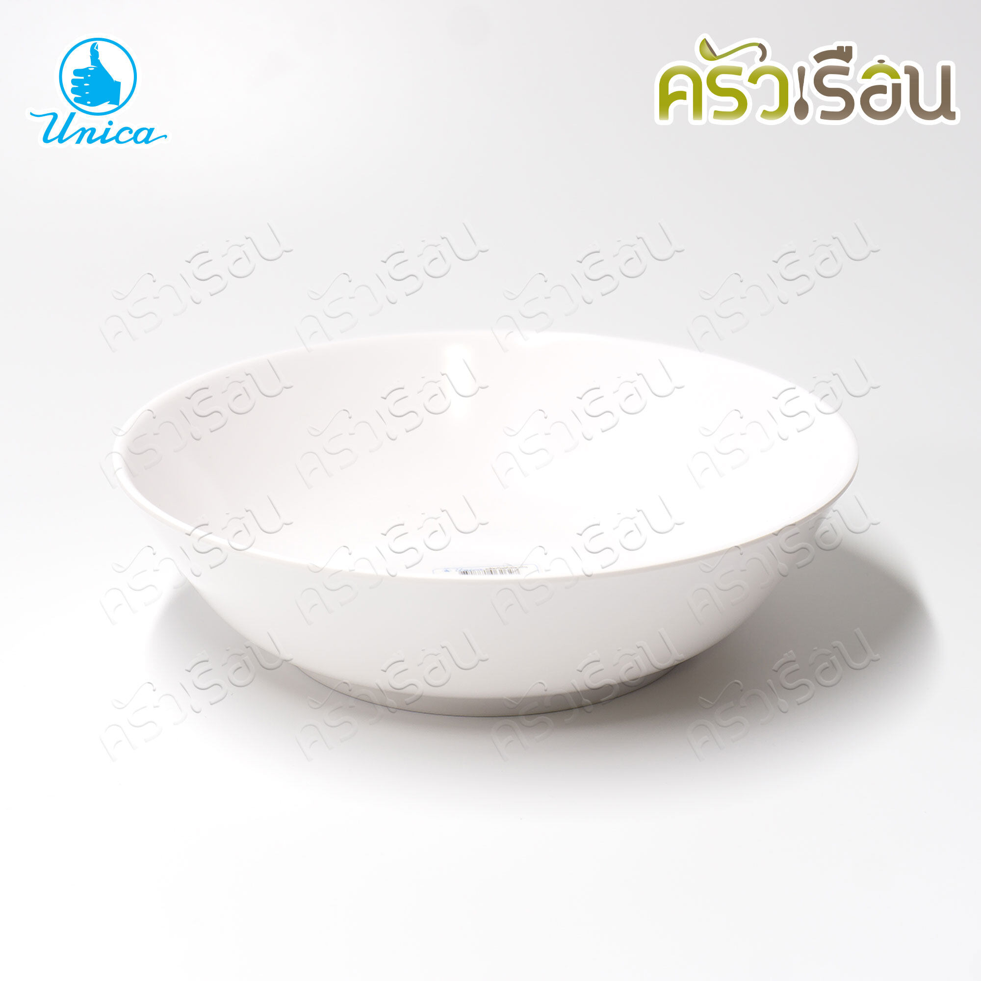 Unica ชามแกง เมลามีน ทรงใบบัว 7.5 นิ้ว [18.7 x 5.5 ซม.] สีครีมขาว ตรามือ B830-7.5 ราคาต่อใบ ชามข้าว ชาม ชามใบบัว ชามเมลามีน