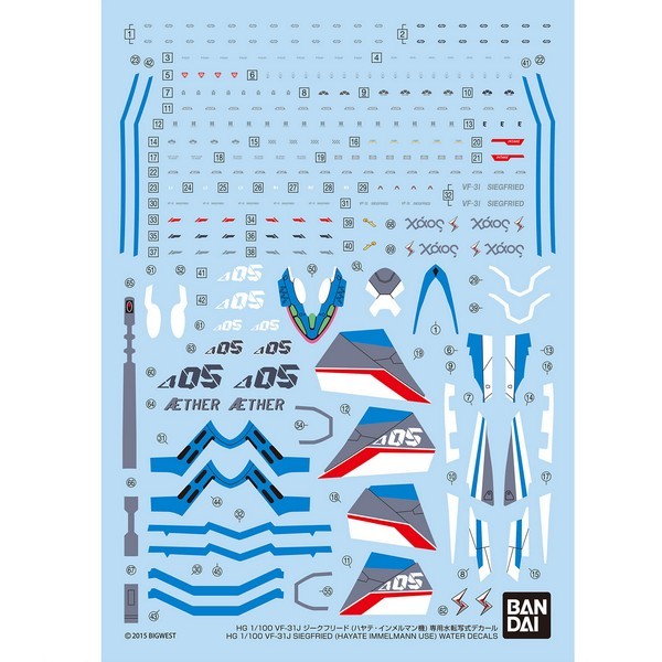 Bandai HG 1/100 VF-31J Siegfried (Hayate Immelmann) Water Decals 4573102686992 (Plastic Model)