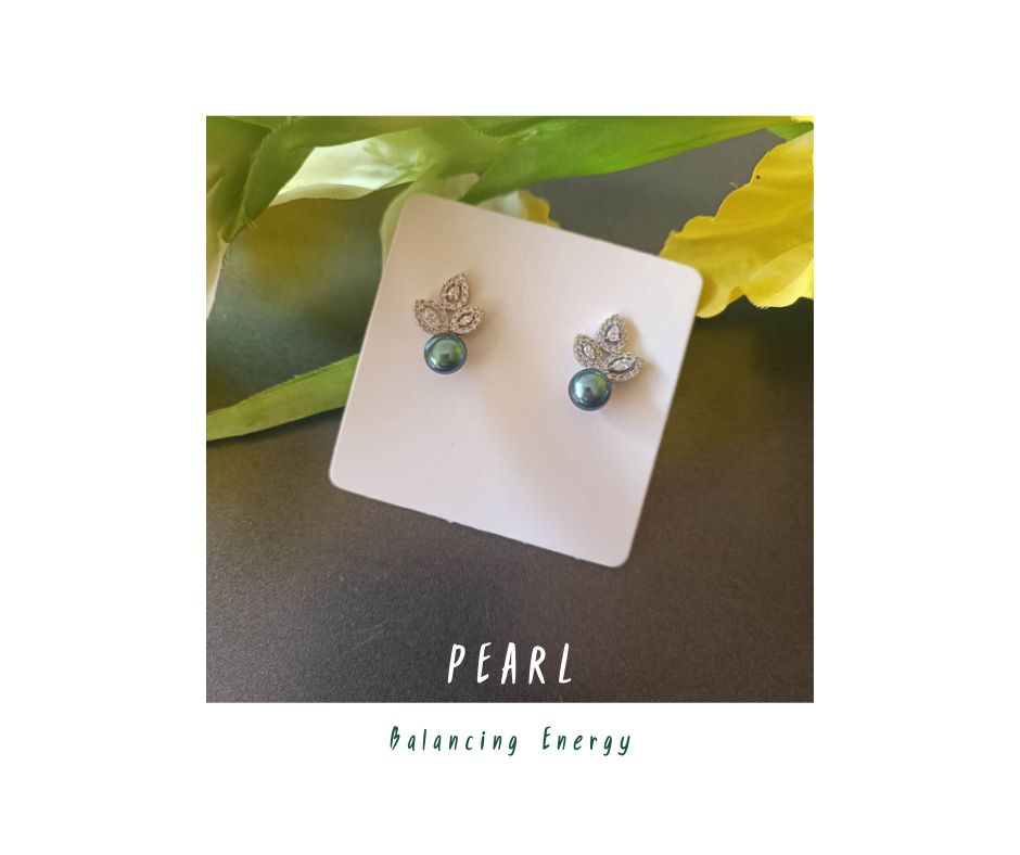 ต่างหูเงินแท้ ประดัมุกแท้ Natural Pearl Silver Stud Earring (Balancing Energy)