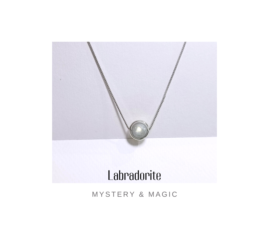 สร้อยเงินแท้ 92.5 ประดับด้วย จี้หินแท้ Labradorite Necklace (Third Eye Chakra)