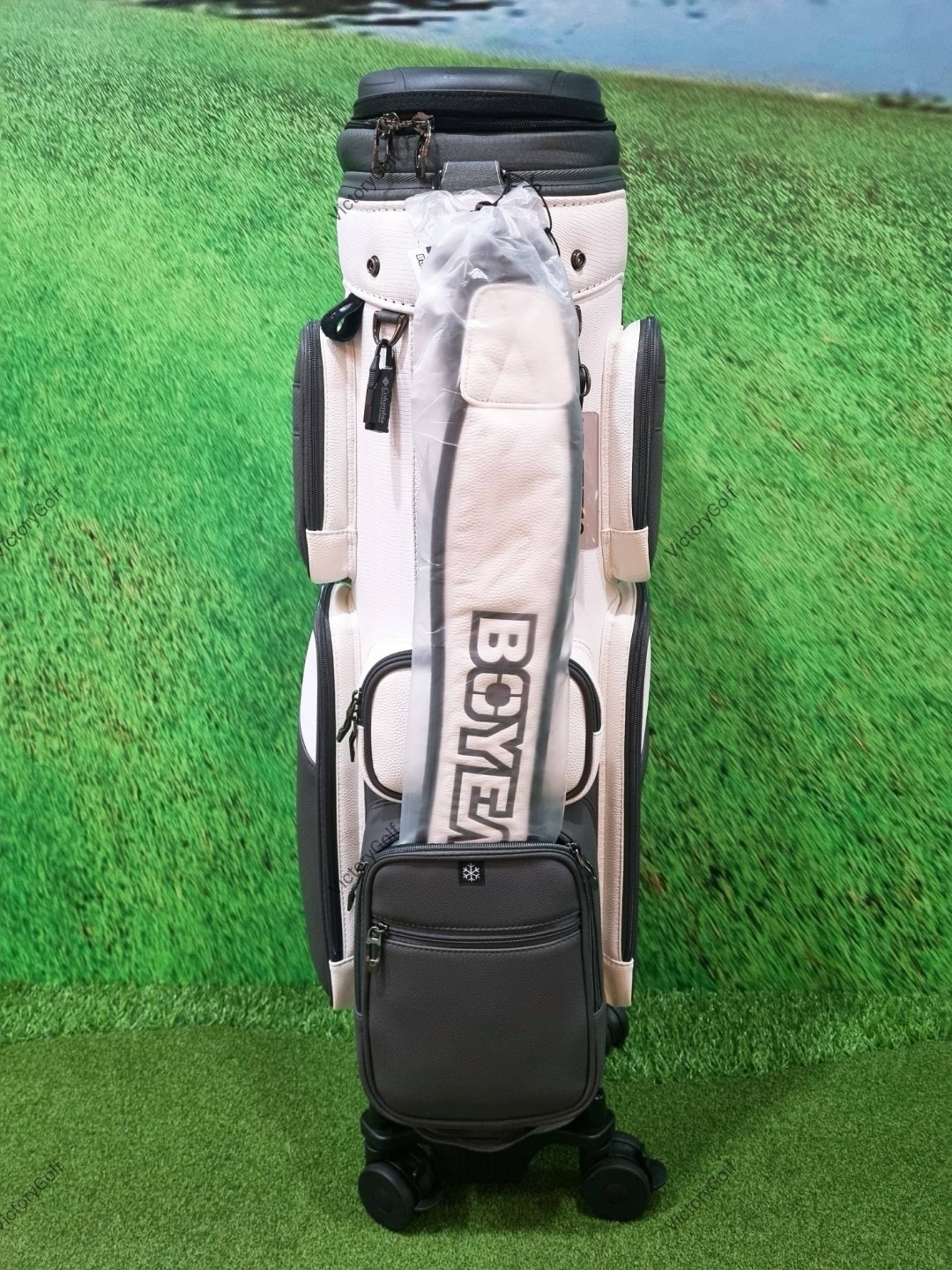(Genuine) Golf bag Travel BOYEA One ( New version ) 4wheels สีเทา-ขาว *Free cover protector