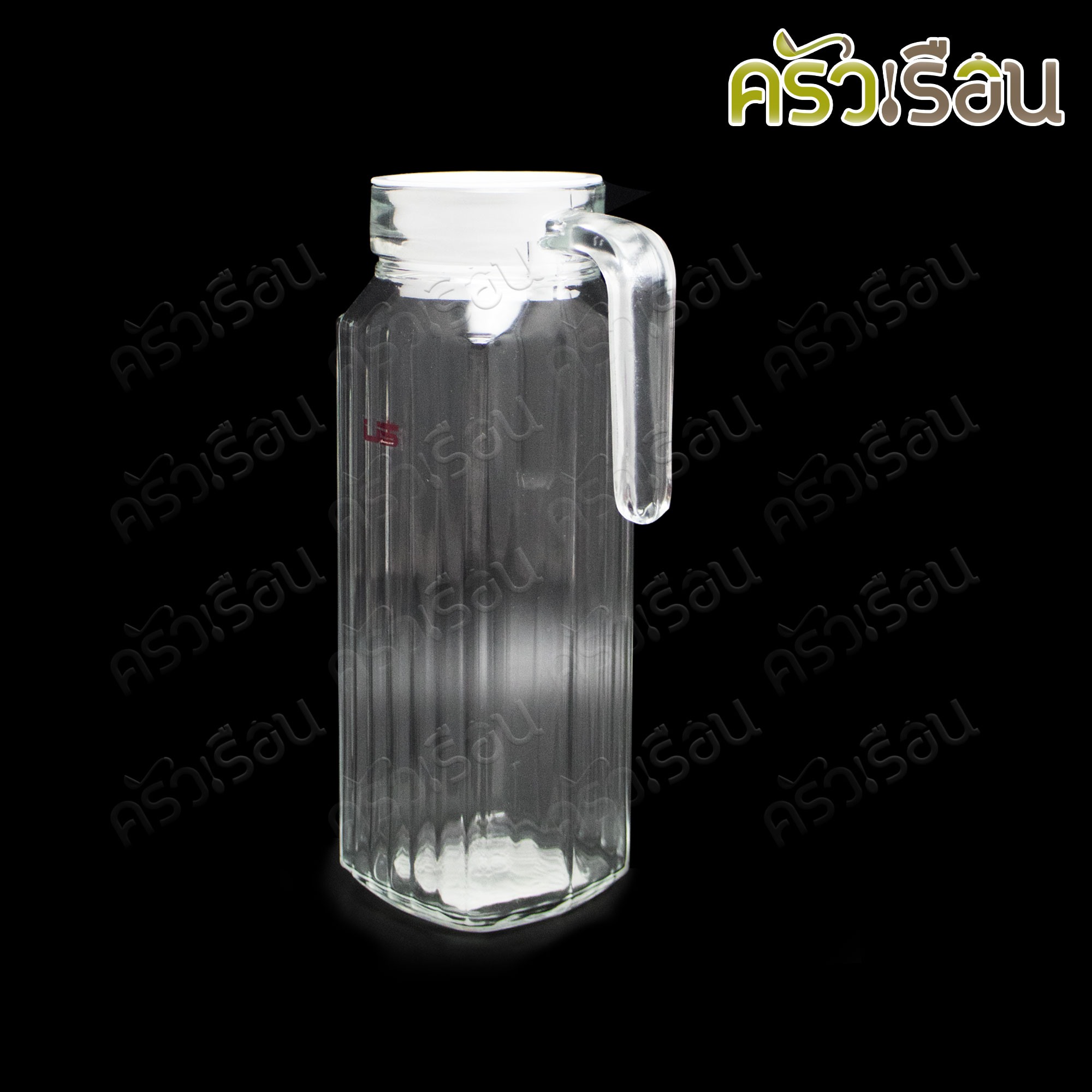 US เหยือกน้ำ แก้วใส ลายริ้ว พร้อมฝาพลาสติก 1200 มล. 8.7 x 13 x 24.5 ซม. SQP-200PC [ 1.2 ลิตร ]