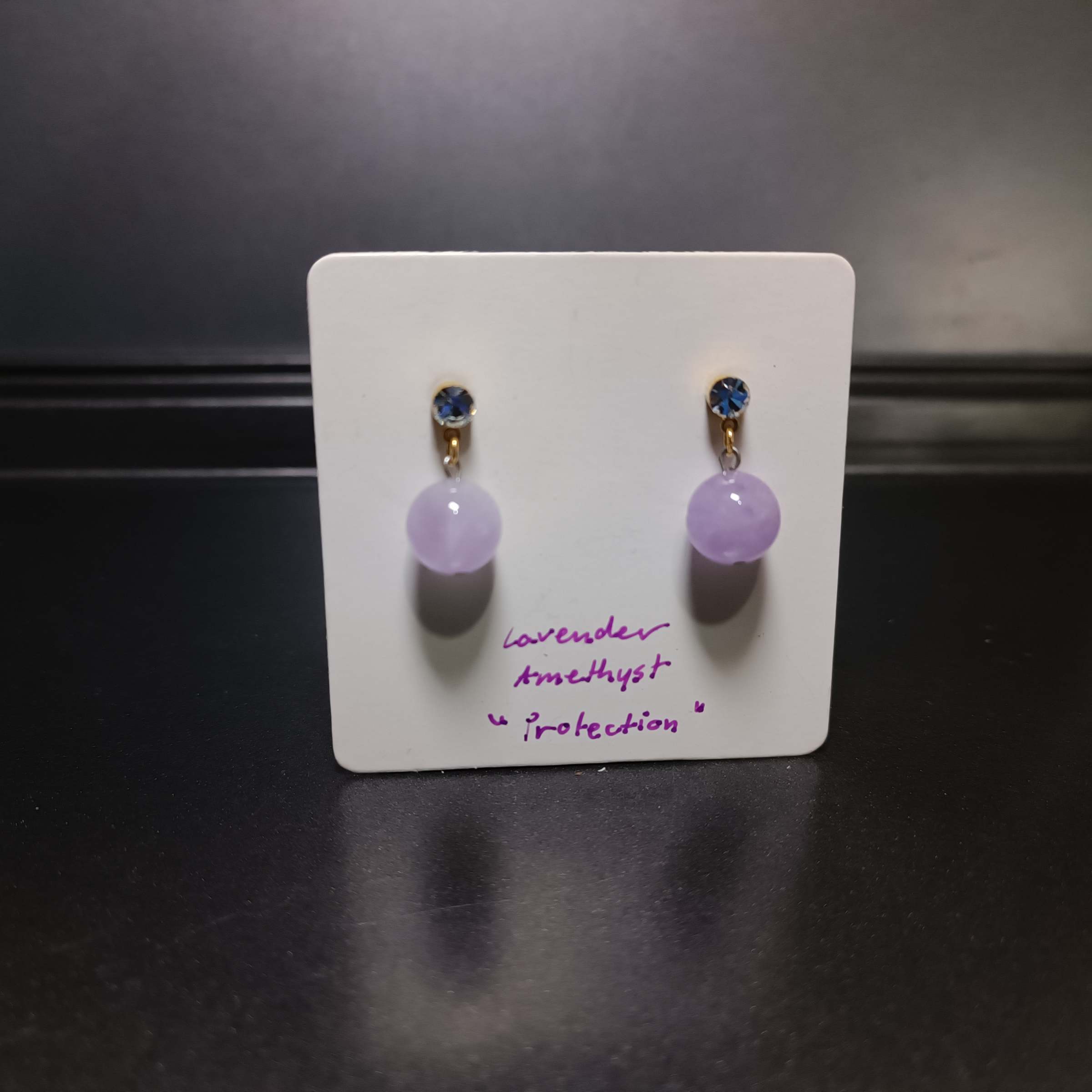 ต่างหูหินแท้ Lavender Amethyst Earring (ป้องกัน และทำความสะอาด Aura)