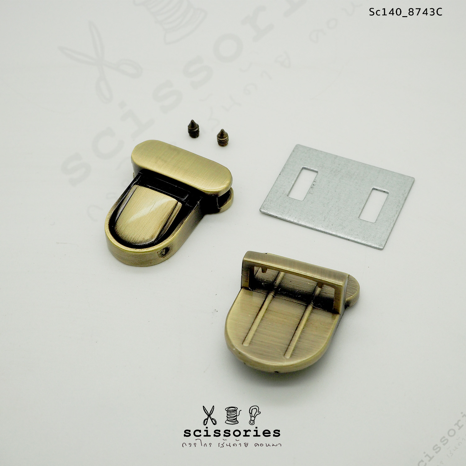 ตัวล็อคกระเป๋า 1ตัว สีเหลืองขัด brush gold