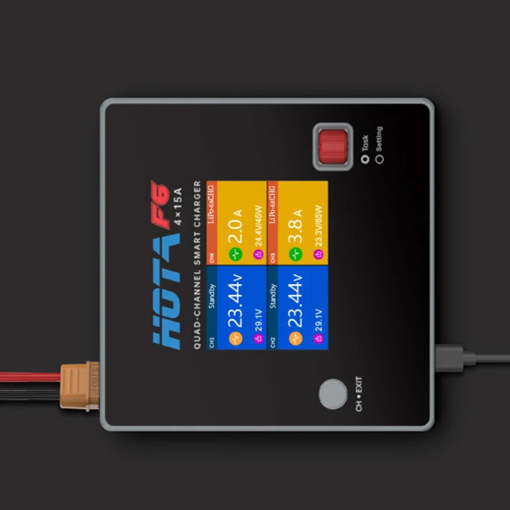 F6 Hota 1000W 250Wx4 15Ax4 Lipo LiIon NiMH LiPo แบตเตอรี่ USB-A Type-C สำหรับโดรน แล็ปท็อป แท็บเล็ต อุปกรณ์โดรน Drone