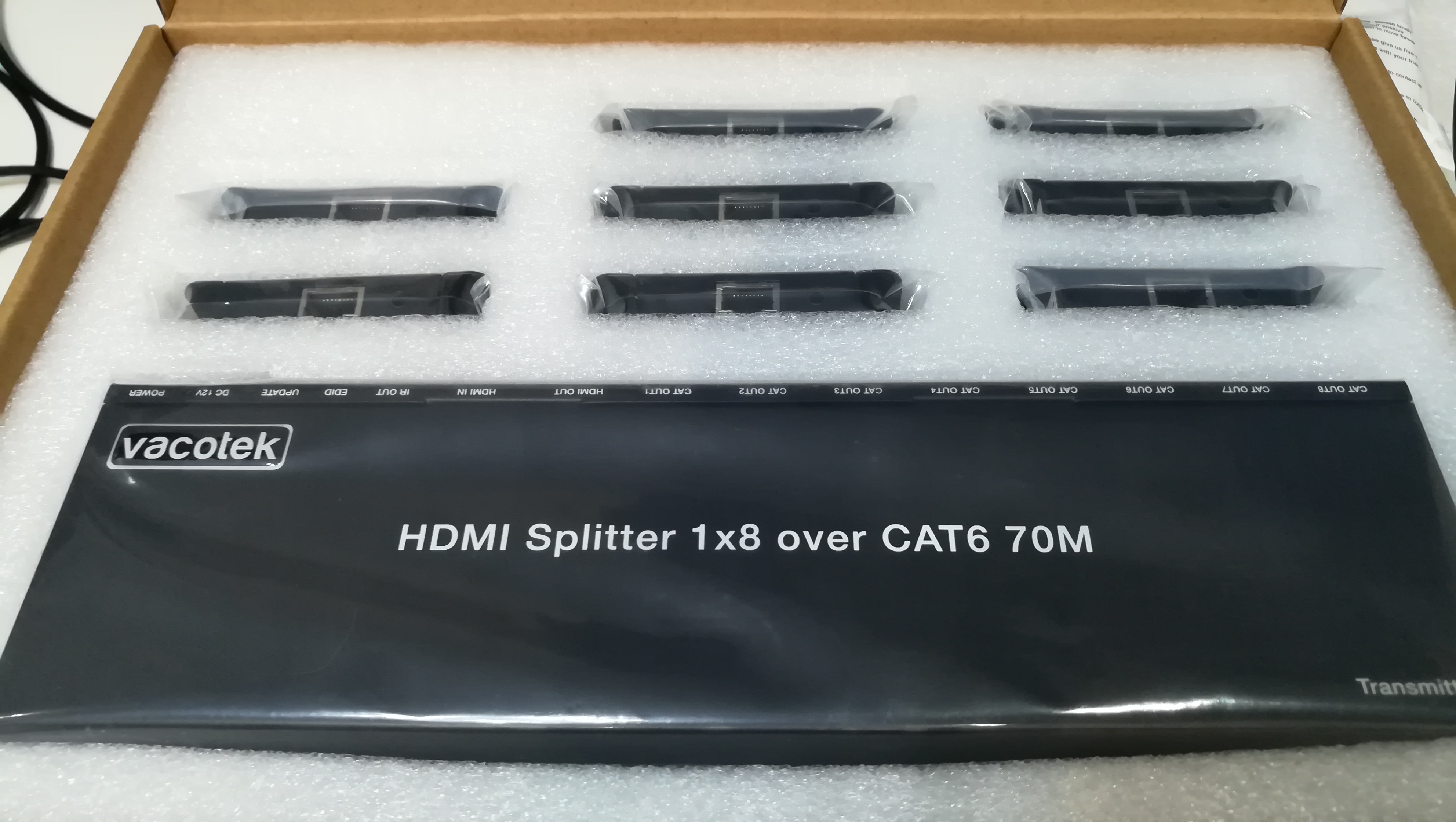 VACOTEK H-SPX1870C 1X8 UHD HDMI Splitter Extender with 8 Receiver 70m