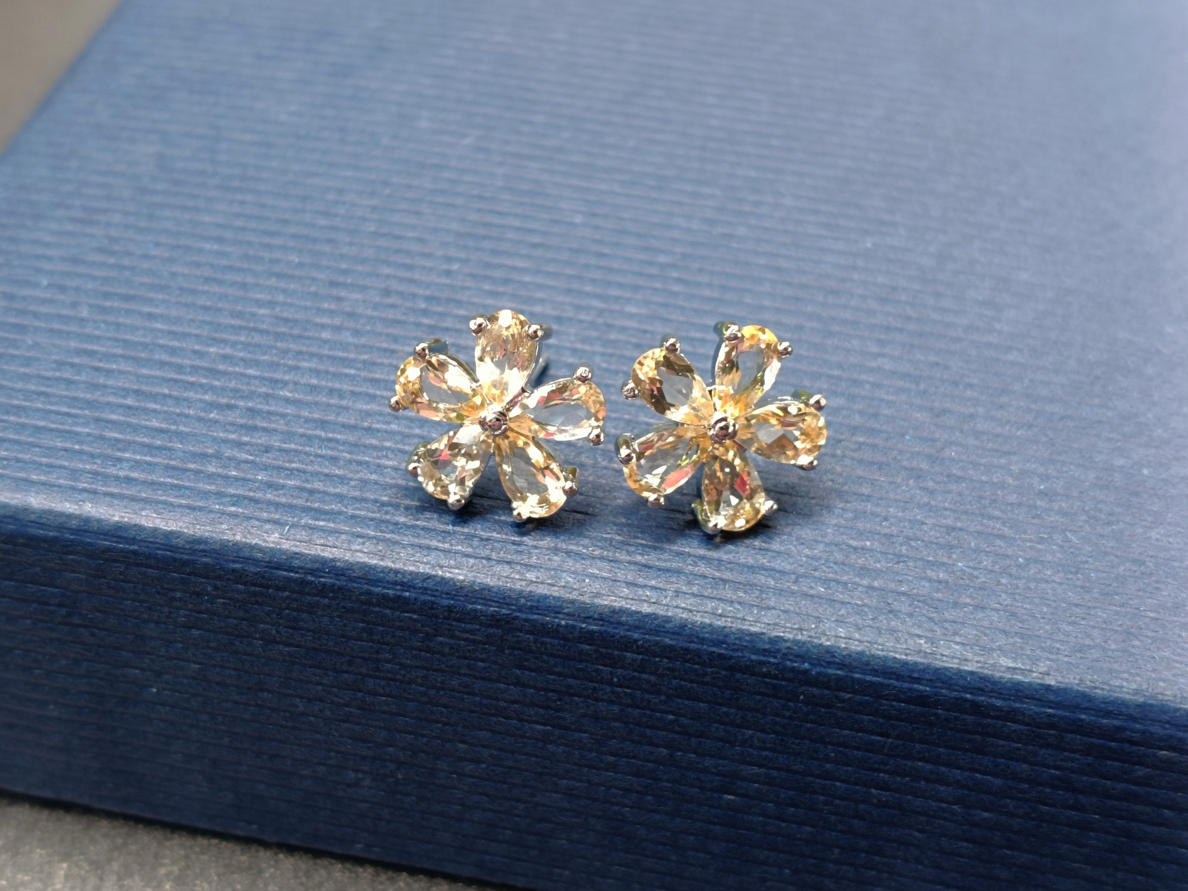 ต่างหูเงิน925 ประดับหินแท้ Citrine Earring (ดึงดูดเงิน โชคลาภ เสริมการค้า)
