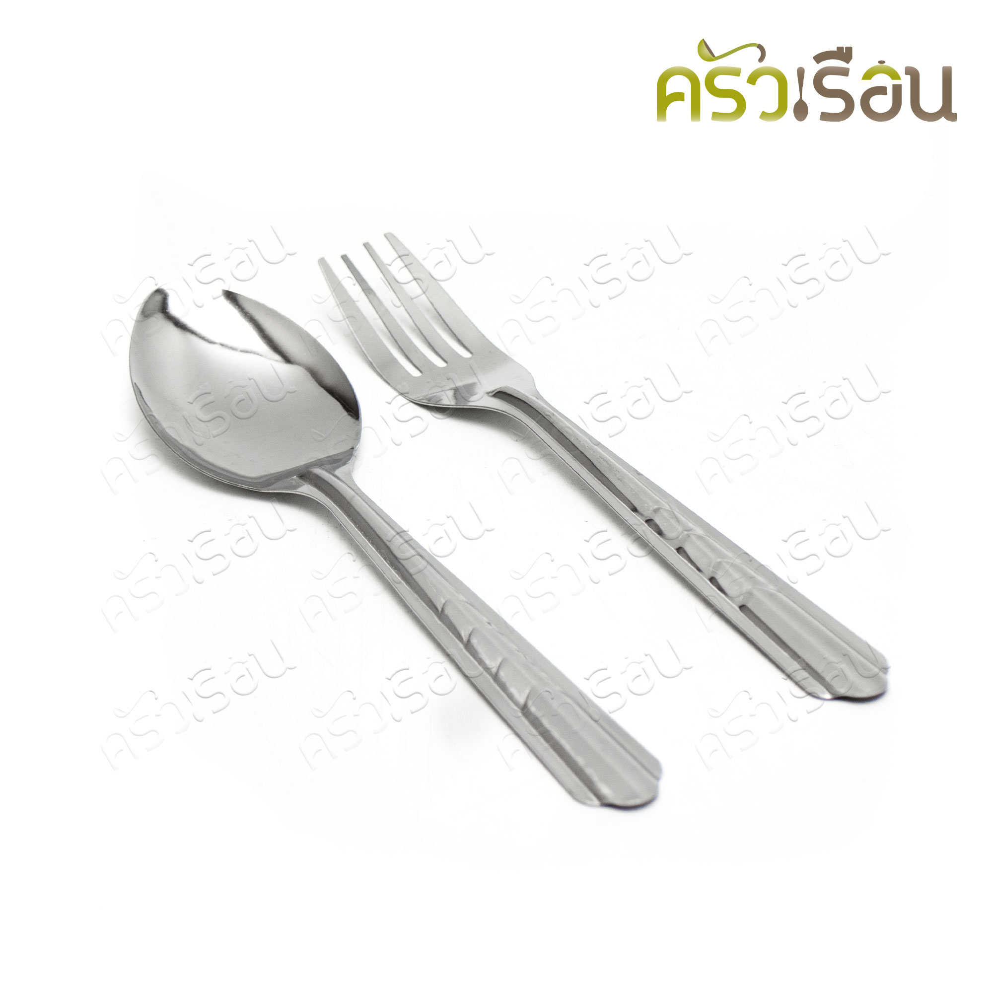 FOFO ช้อนส้อม สเตนเลส 430 ลายก้างปลา แพค 12 คู่ หนา 0.5 มม. SK101