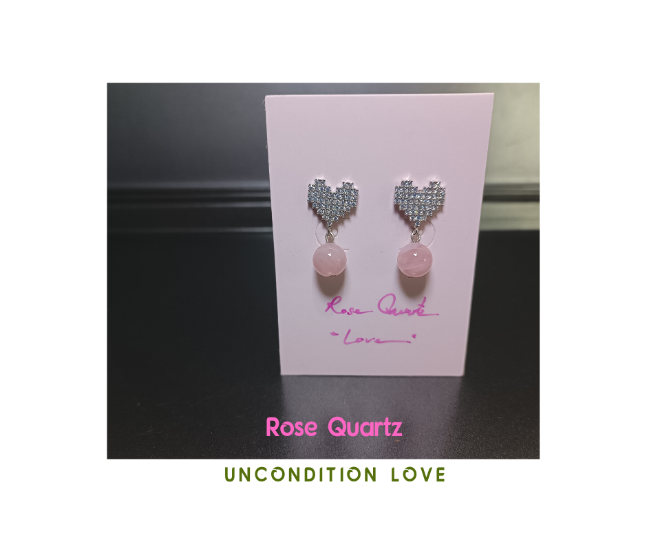 ต่างหู “Dazzling” Rose Quartz Madagascar (love ,self-love ,บำบัดความโกรธ)