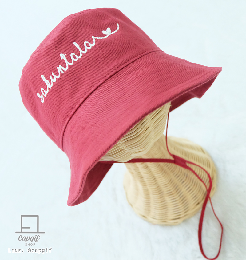 หมวกบักเก็ต(bucket)แบบผูกคางปักชื่อ