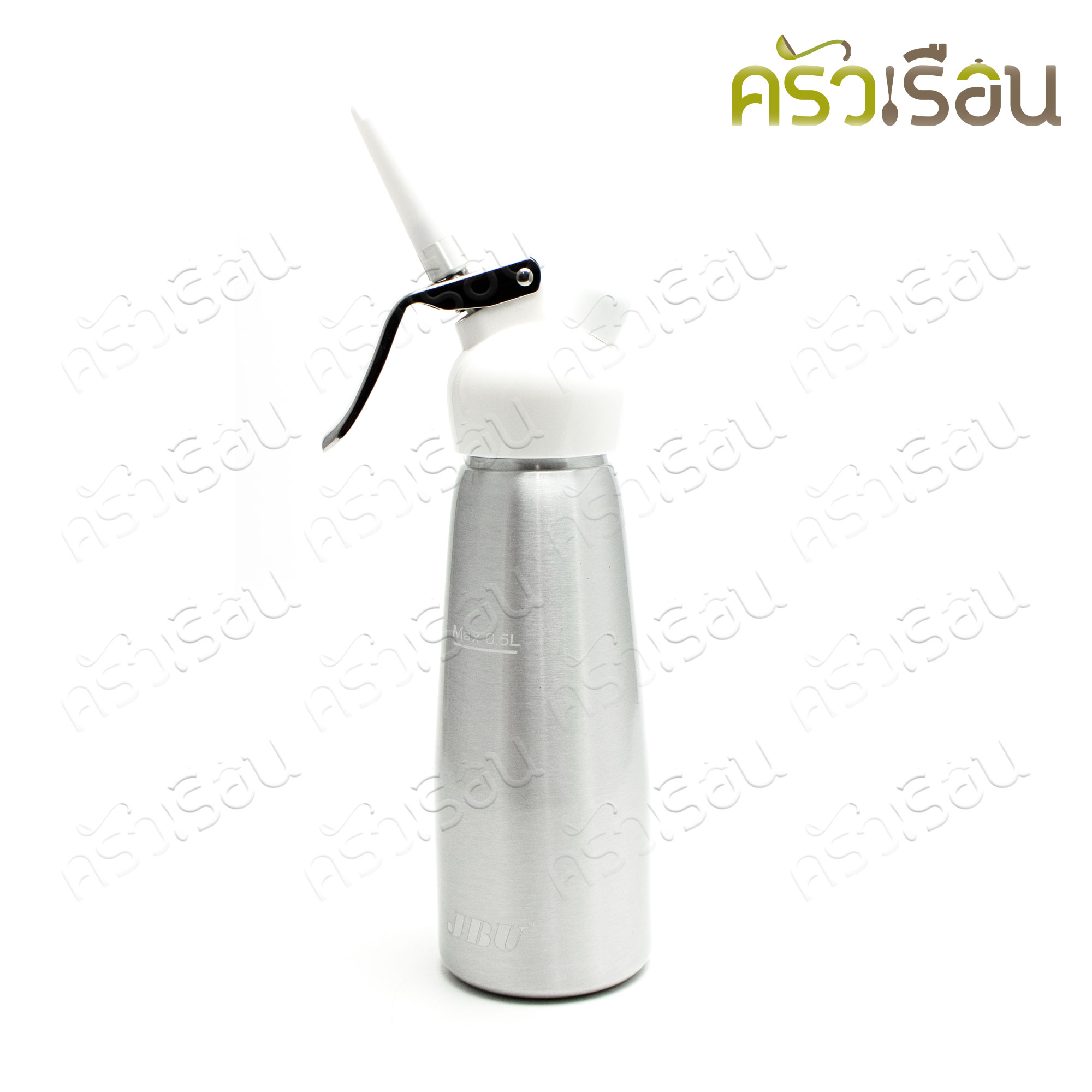 JBU ขวดวิปปิ้งครีม หัวพลาสติก 0.5 ลิตร แถมฟรีแก๊สวิปปิ้งครีม N2O 3 กล่อง โรงงานเดียวกับ MOSA ขวดอลูมิเนียม หัวพลาสติก