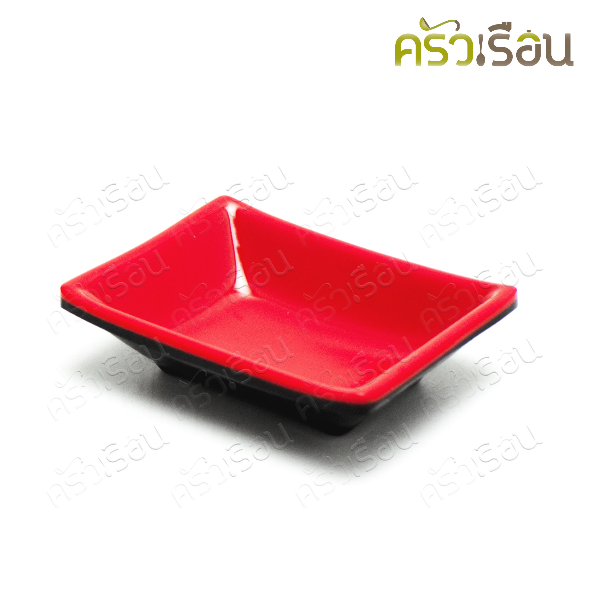 SB ถ้วยน้ำจิ้ม สีเหลี่ยม ทรงญี่ปุ่น เมลามีน สีดำ-แดง 2.5 x 3.5 นิ้ว SB D836-3.5