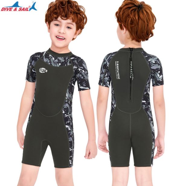 ชุดว่ายน้ำเด็กควบคุมอุณหภูมิ ป้องกันหนาว ป้องกันรังสี UV