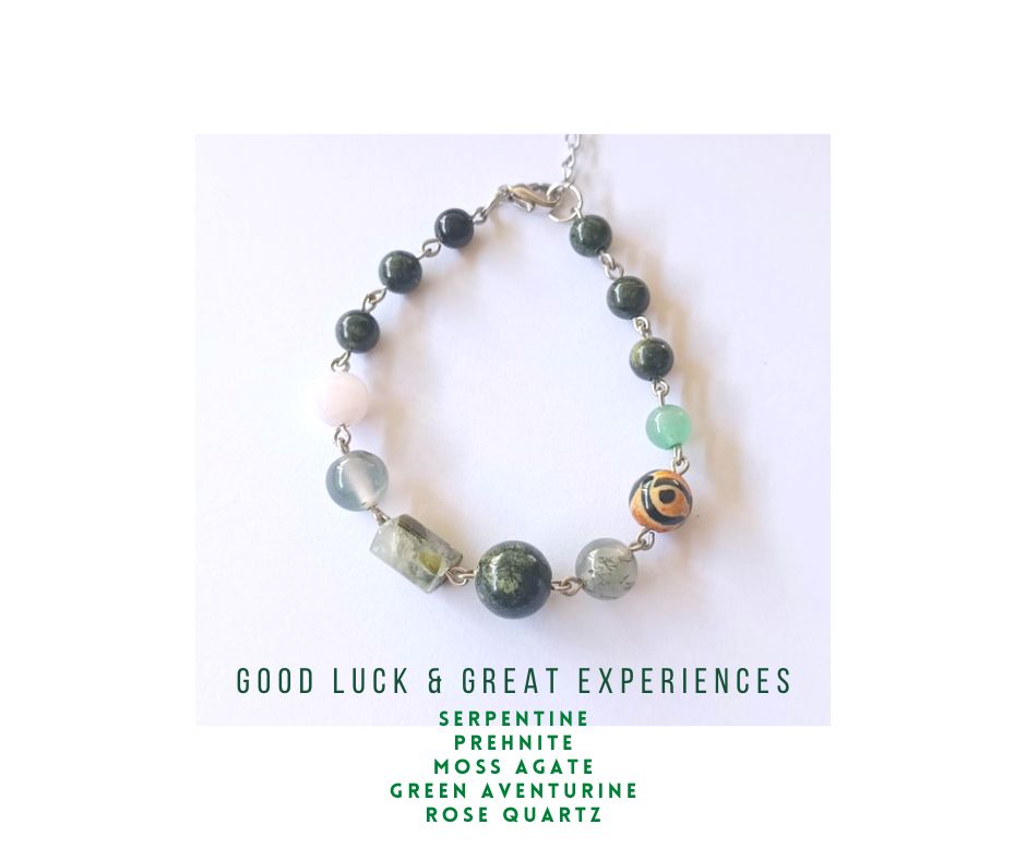 สร้อยข้อมือหินแท้ "Connected" Serpentine + Moss Agate Bracelet (ปกป้อง คุ้มครอง เสริมมงคล)