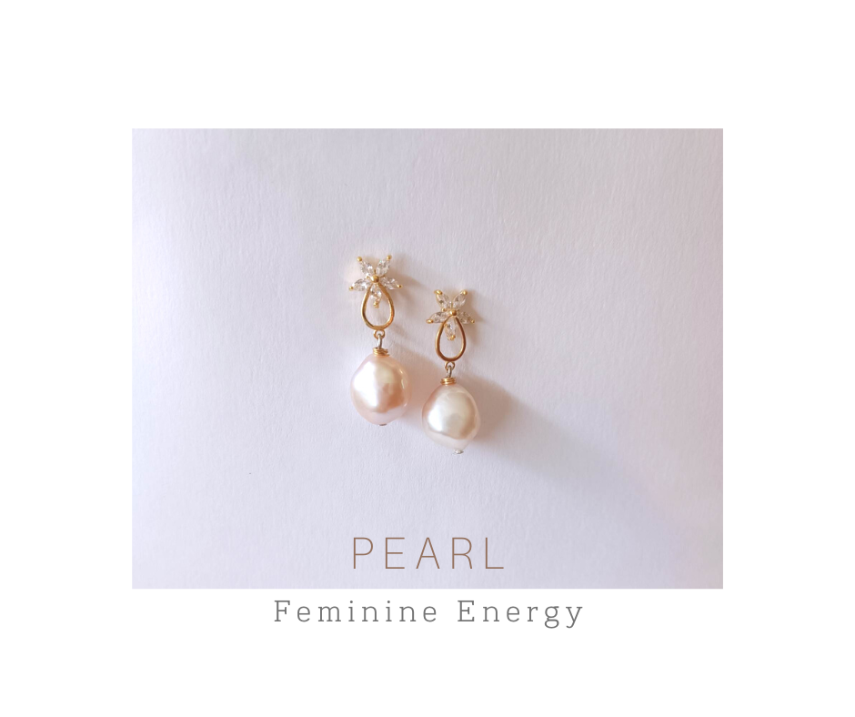 ต่างหูหินแท้ "14K" Baroque Pearl Earring #สีเชมเปญ