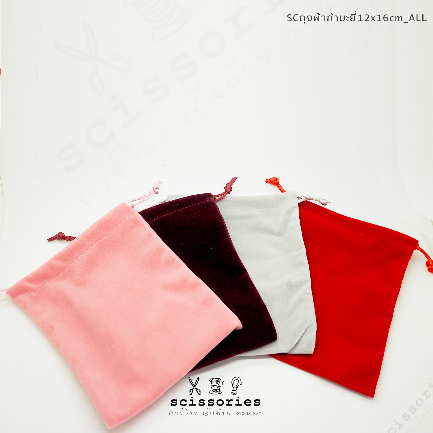 SC ถุงผ้ากํามะหยี่ สีม่วง 12x16cm_Pur