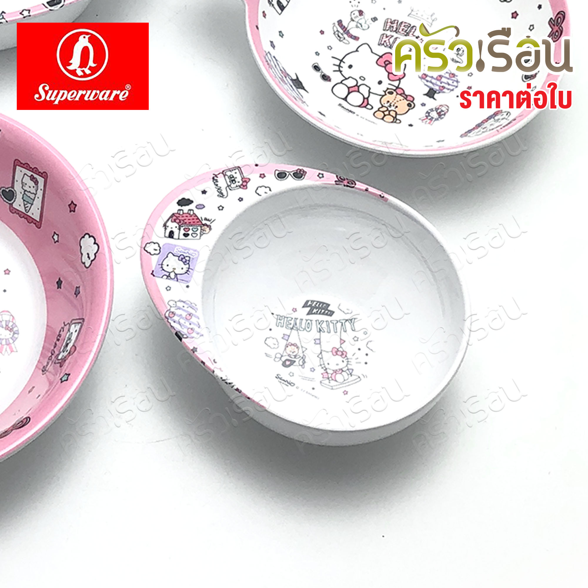 Superware ลายคิตตี้ ดรีม kitty dream [ ราคาต่อชิ้น ] จาน หรือ ชาม หรือ ช้อนส้อม หรือ แก้วน้ำ เมลามีน