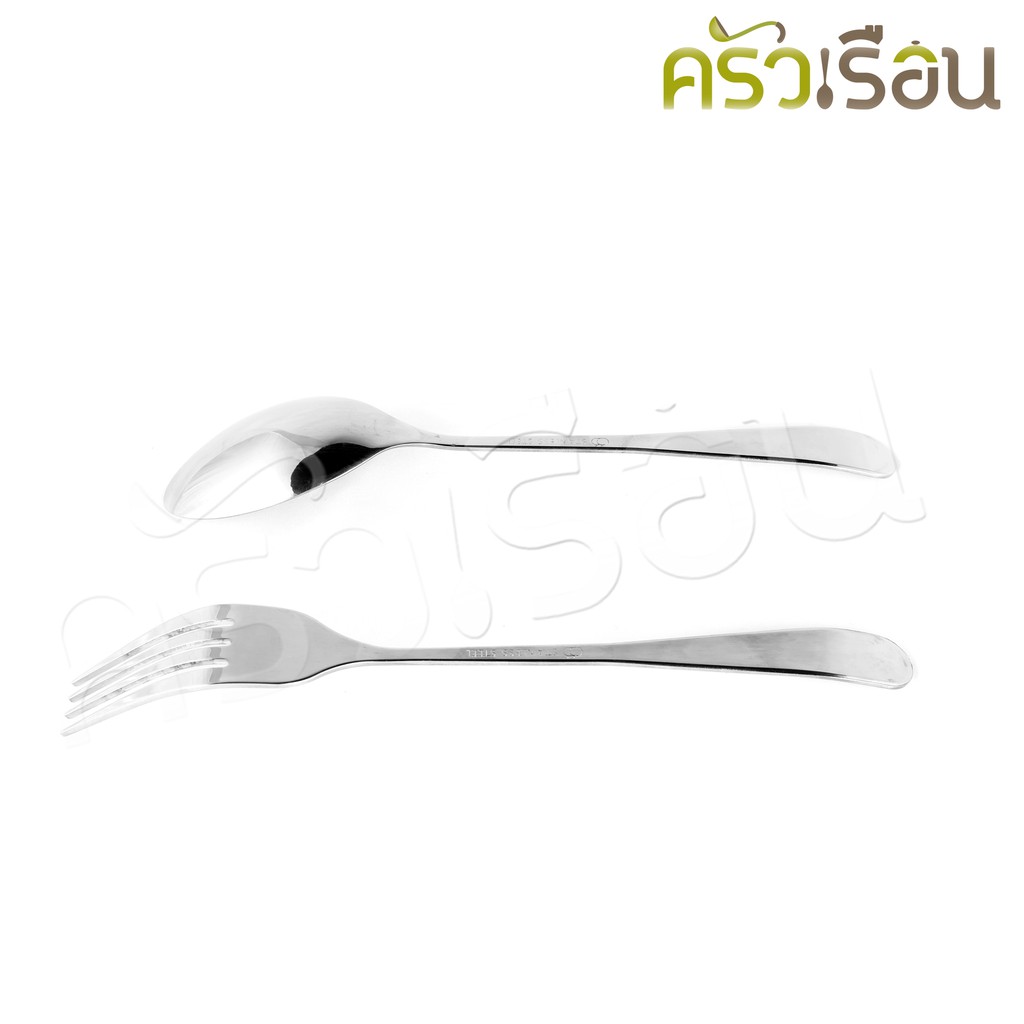 Double Apples [ แพ็ค 6 คู่ ลายลีลาวดี ] ช้อนส้อม สเตนเลส อย่างหนา 2.0 มม. ขนาด 19 ซม. ช้อนยาว ส้อมยาว ช้อนข้าว