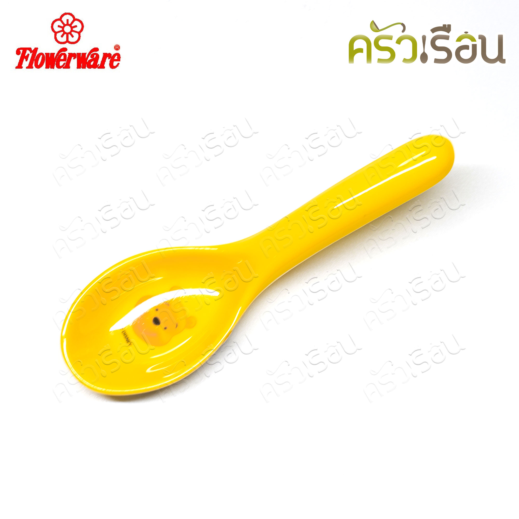 Flowerware ลายหน้าหมีพูห์ เมลามีน สีเหลือง [ ราคาต่อชิ้น ตามตัวเลือกสินค้า ] ชุดช้อนส้อม หรือ ช้อน